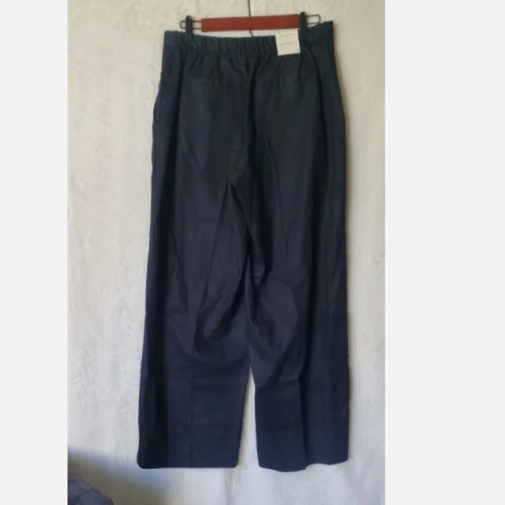 Banana Republic Hayden Wide Leg Linen Blend Pull On Pants Black Size Large NWT